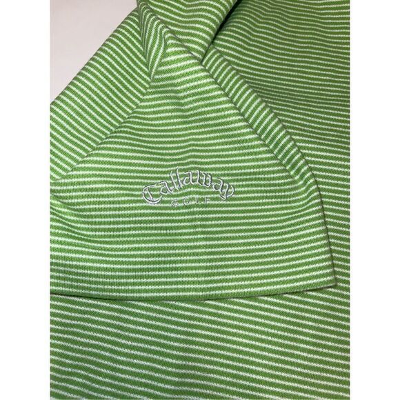 Callaway Golf X Series Polo 1/4 Button Down ‎ Size XXL - Green/White Striped A24 - Picture 2 of 8